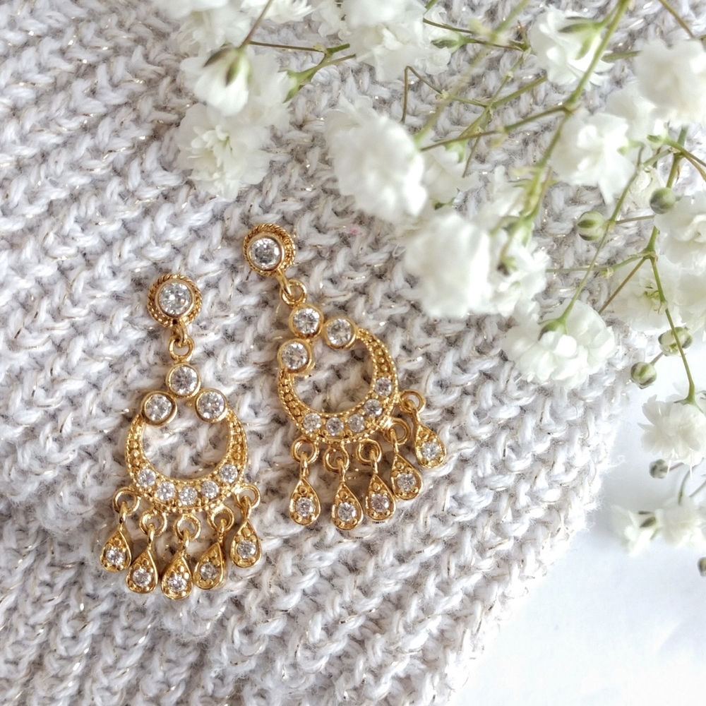 Gold Dangle Dream Catcher Earrings Sparkle
